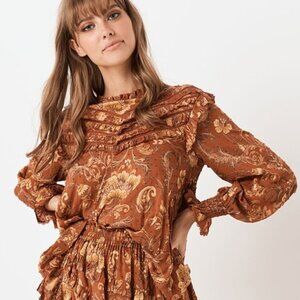 Spell & The Gypsy Collective Aurora Blouse in Burnt Ember Size Small